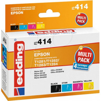 Edding EDD-414 wkłady atramentowe do Epson Stylus Office BX 305 F, zamienniki, multipack czarny + cyjan + magenta + żółty (4 szt.)