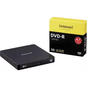Intenso zestaw z zewnętrzną nagrywarką DVD, Micro-USB B (USB 3.2 Gen 1), wersja detaliczna, czarny