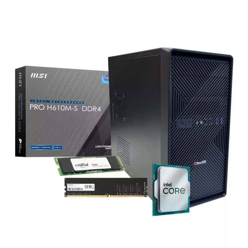 Komputer stacjonarny PCBUiLDER HOME MASTER, Intel Core i3-14100, 8 GB DDR4, dysk SSD M.2 NVMe 480 GB, Windows 11 Home