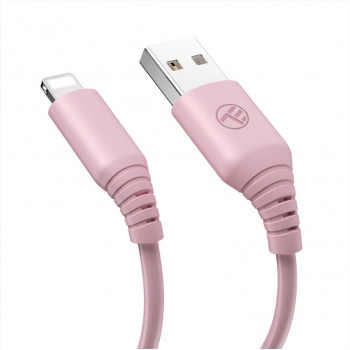 Tellur silikonowy kabel USB–Lightning, 3 A, 1 m, różowy
