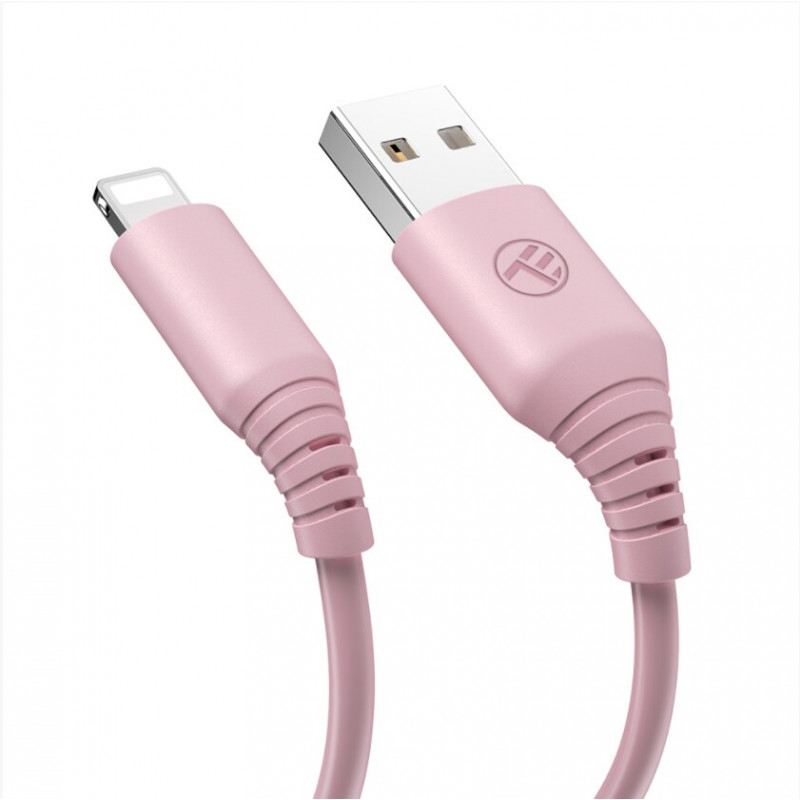 Tellur silikonowy kabel USB–Lightning, 3 A, 1 m, różowy