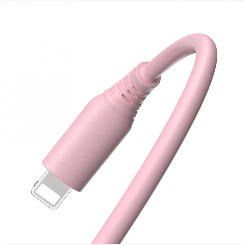 Tellur silikonowy kabel USB–Lightning, 3 A, 1 m, różowy