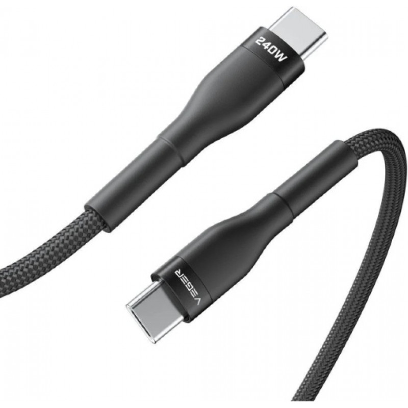 Veger CC03 kabel USB-C – USB-C, PD 48 V 5 A 240 W, 1,5 m, czarny