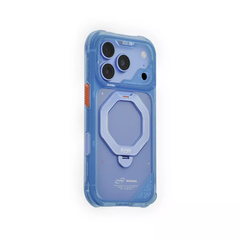 Etui Skinarma Saturn Skin000483 z MagSafe i RotatingKick Stand do iPhone 18 Pro / 17 Pro, niebieskie
