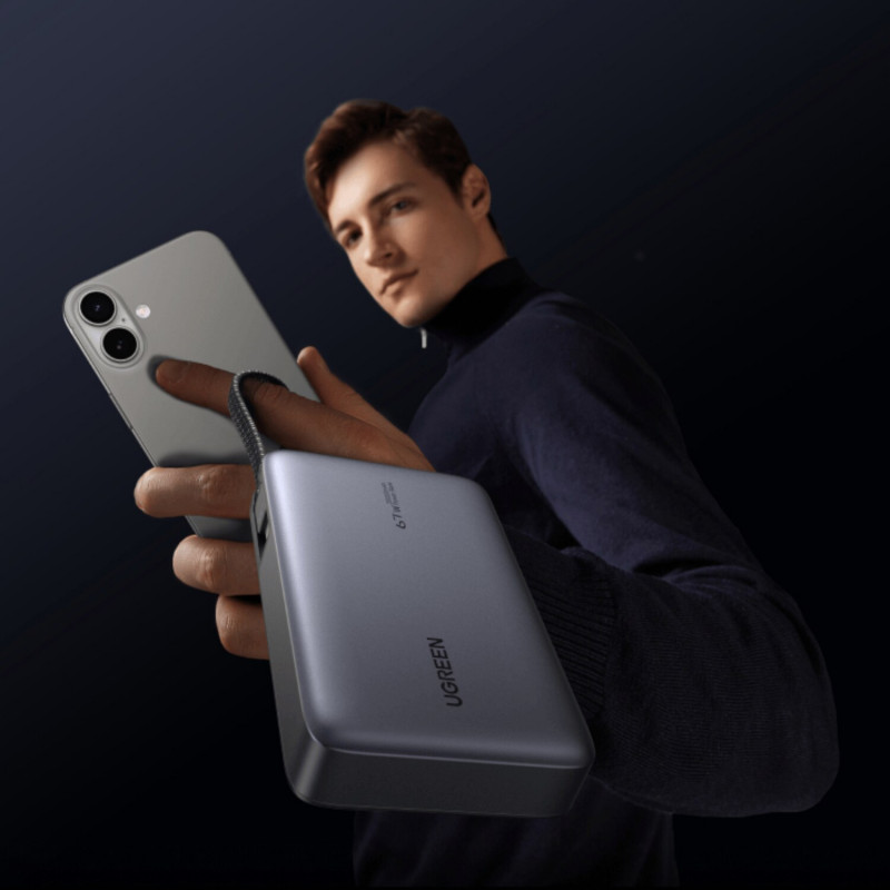 Powerbank Ugreen PB550, 20000 mAh, szary