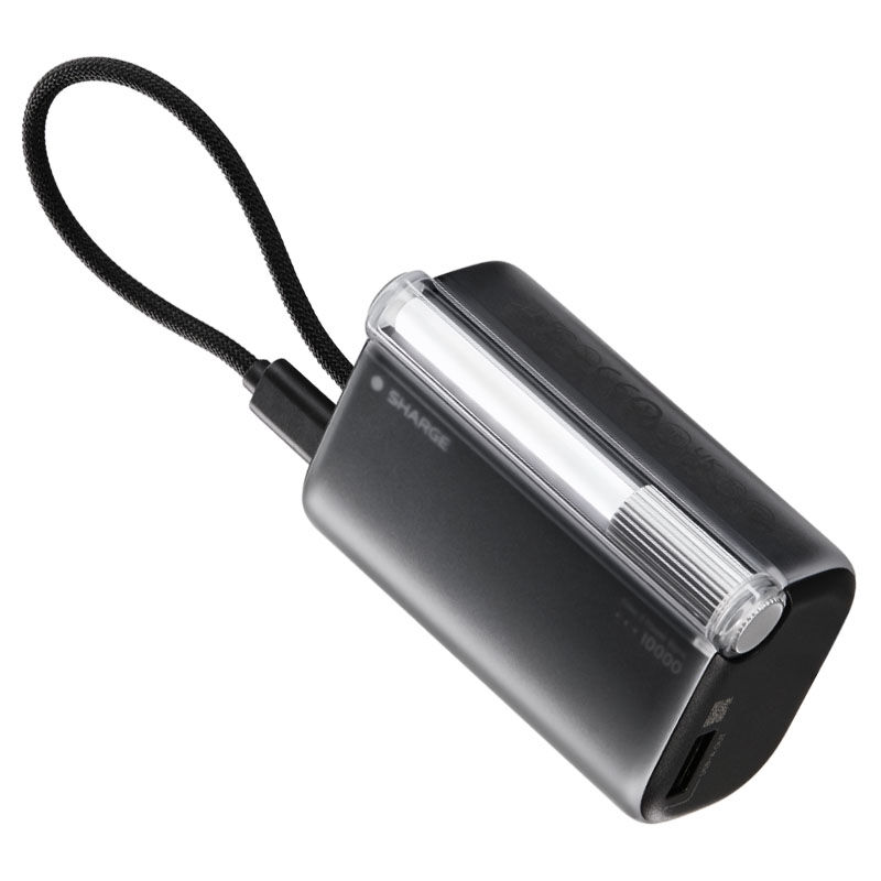SHARGE Flow 3 powerbank, 10 000 mAh, 45 W PD, kabel USB-C, czarny