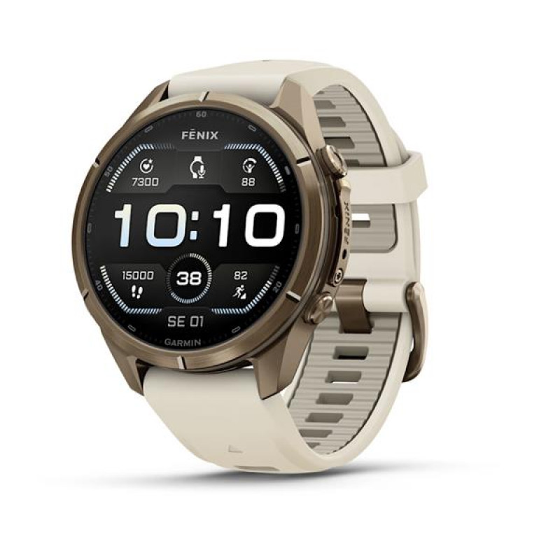 Garmin Fenix 9 Pro 010-04335-26 smartwatch, 43 mm, tytan w kolorze Autumn Gold, kremowo-szary (French Grey) pasek silikonowy
