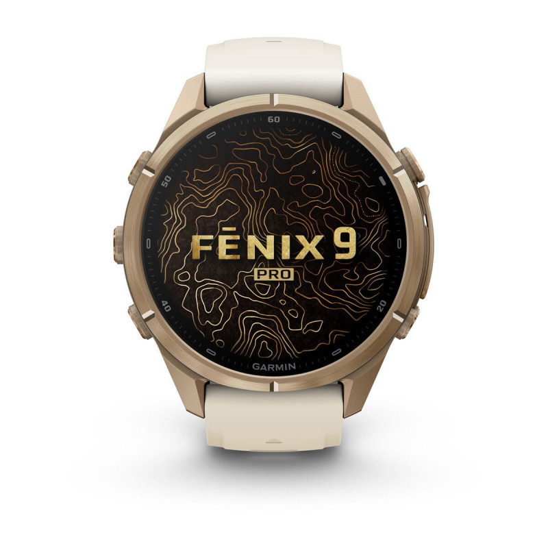 Garmin Fenix 9 Pro 010-04335-26 smartwatch, 43 mm, tytan w kolorze Autumn Gold, kremowo-szary (French Grey) pasek silikonowy