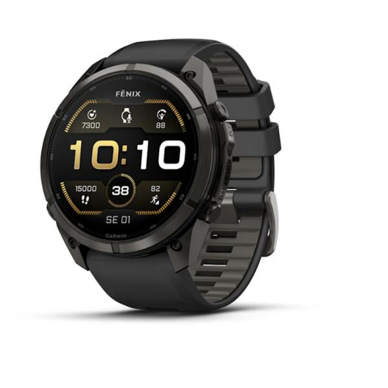 Garmin Fenix 9 Pro 010-04337-16 smartwatch, 51 mm, tytan DLC w kolorze Carbon Gray, czarno-szary (Pebble Grey) pasek silikonowy