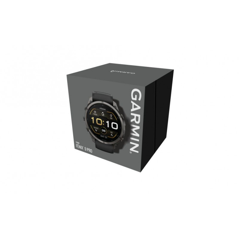 Garmin Fenix 9 Pro 010-04337-16 smartwatch, 51 mm, tytan DLC w kolorze Carbon Gray, czarno-szary (Pebble Grey) pasek silikonowy