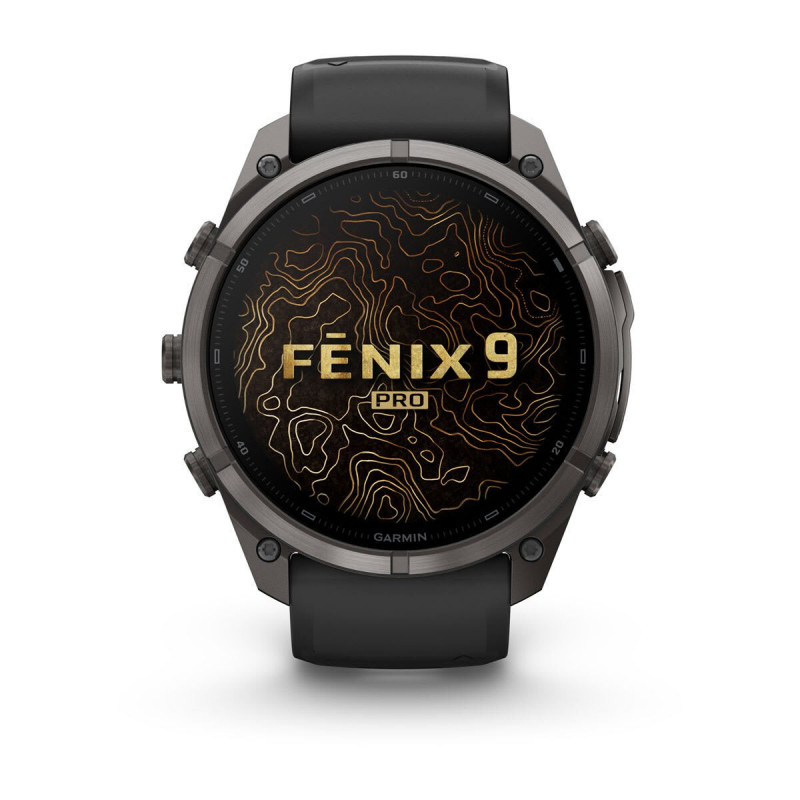 Garmin Fenix 9 Pro 010-04337-16 smartwatch, 51 mm, tytan DLC w kolorze Carbon Gray, czarno-szary (Pebble Grey) pasek silikonowy