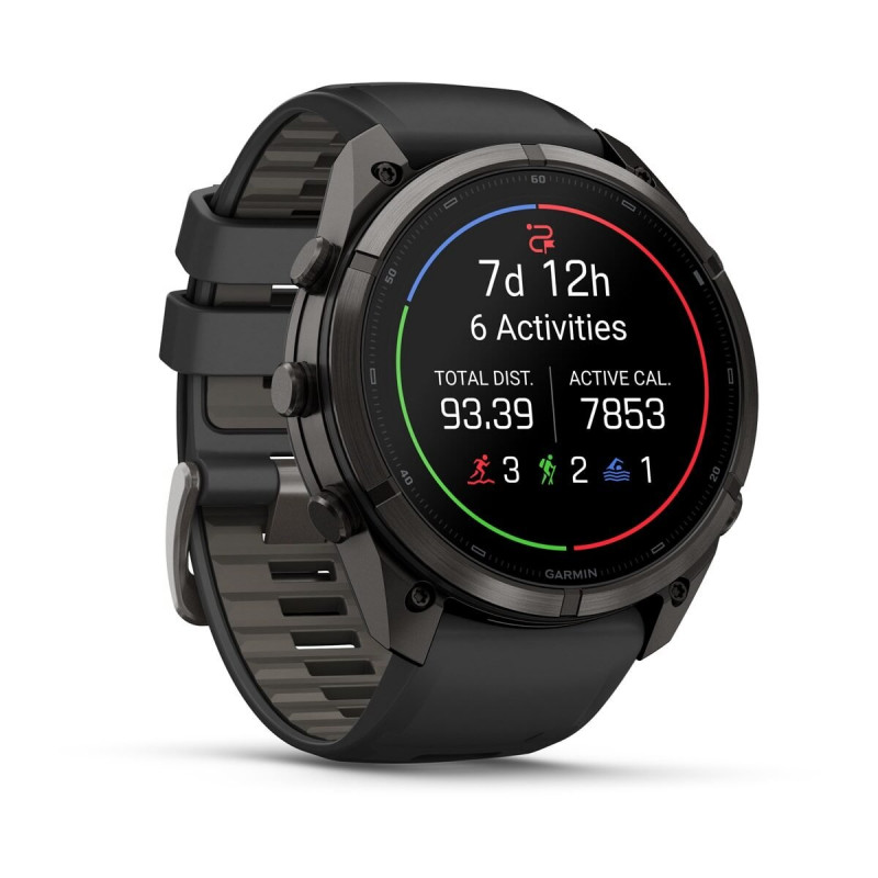 Garmin Fenix 9 Pro 010-04337-16 smartwatch, 51 mm, tytan DLC w kolorze Carbon Gray, czarno-szary (Pebble Grey) pasek silikonowy