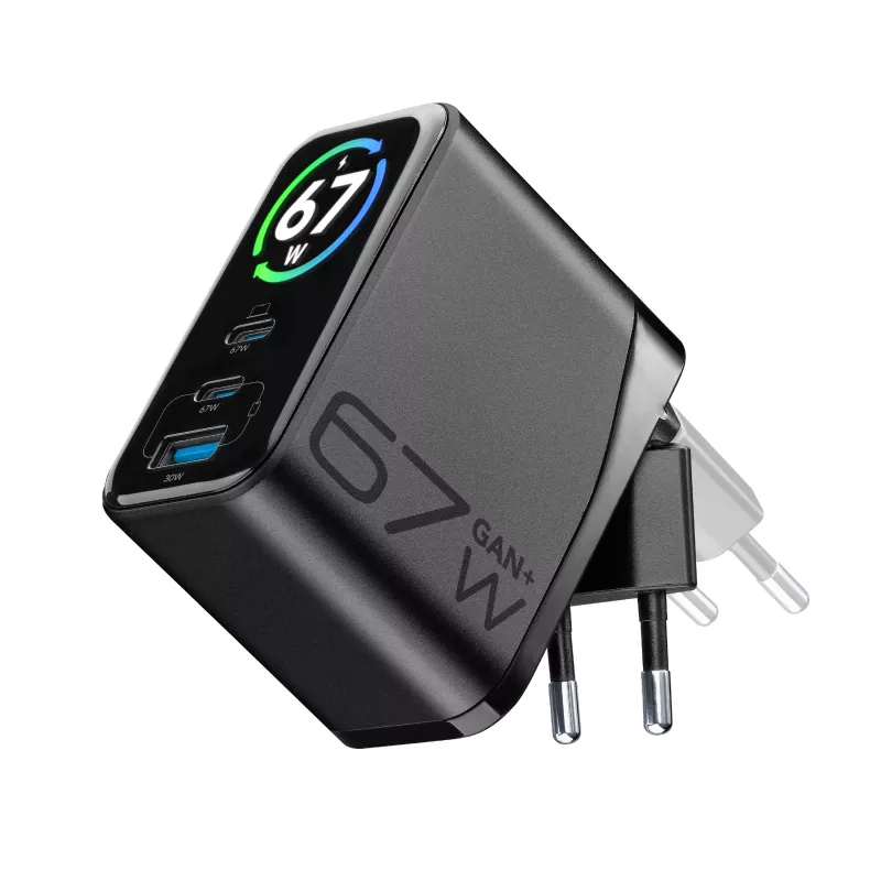 Cellularline TFT Multiport Charger 67 W szybka ładowarka, GaN, 2 x USB-C, 1 x USB-A