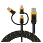 Kabel USB Dewalt DXMA131-1356-DWG USB-A - USB-C + microUSB + Lightning, 1,8 m, czarny