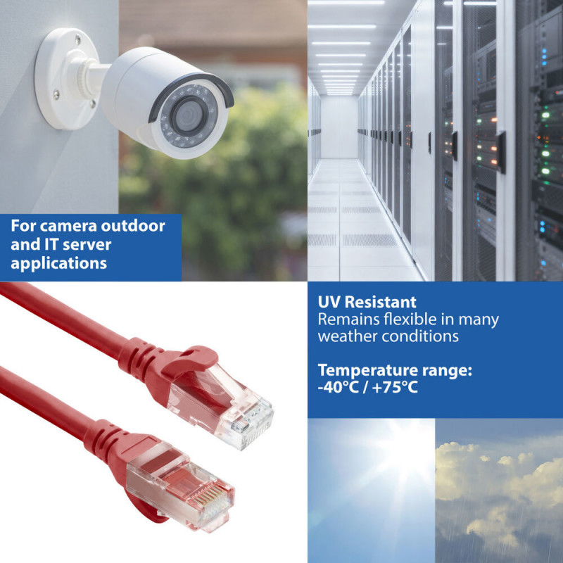 ACT FC1552 ultraelastyczny przewód krosowy U/UTP CAT6A, 0,25 m, TPE, RJ45 snagless, czerwony
