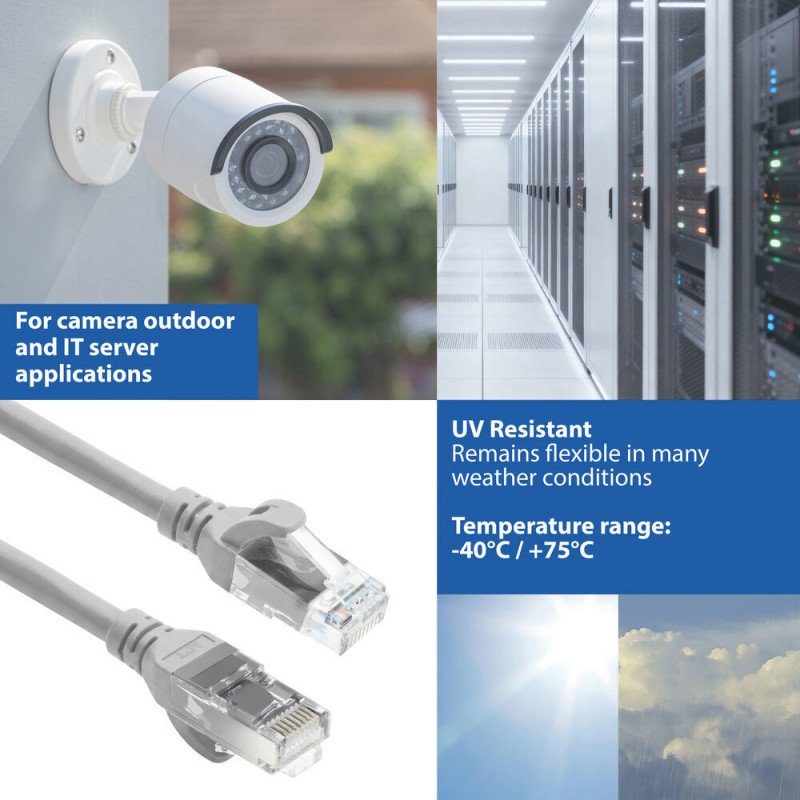 ACT FC1005 ultraelastyczny kabel krosowy, U/UTP CAT6A, TPE, snagless RJ45, 5 m, szary