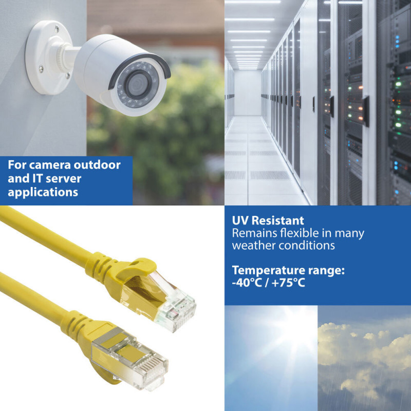 ACT FC1810 U/UTP CAT6A TPE ultraelastyczny kabel krosowy z wtykami RJ45, 10 m, żółty