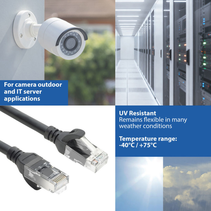 ACT FC1915 U/UTP CAT6A TPE ultraelastyczny kabel krosowy z wtykami RJ45, 15 m, czarny