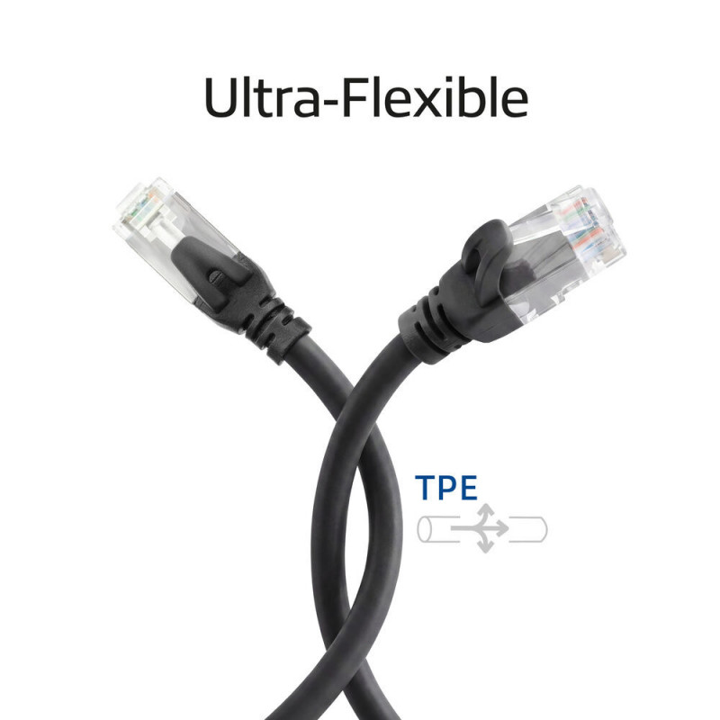 ACT FC1951 CAT6A U/UTP ultraelastyczny kabel krosowy, 1,5 m, TPE, RJ45 bez zaczepów, czarny