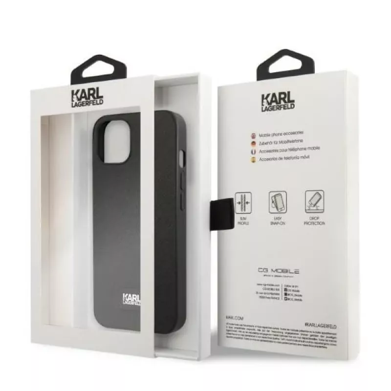 Karl Lagerfeld KLHCP13MSFMP2K etui hardcase do iPhone 13 / 14 / 15, Saffiano Plaque, czarne