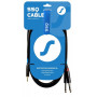 SSQ MIJM3 SS-1815 kabel audio, jack stereo 3,5 mm – 2x jack mono 6,3 mm, 3 m, czarny