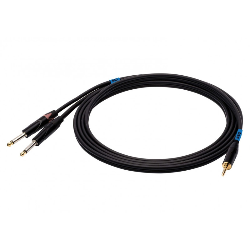 SSQ MIJM3 SS-1815 kabel audio, jack stereo 3,5 mm – 2x jack mono 6,3 mm, 3 m, czarny