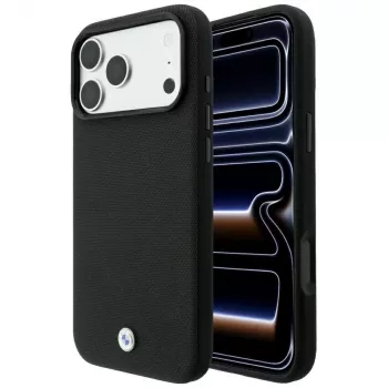 Etui BMW Kevlar Metal Logo MagSafe do iPhone 18 Pro Max / 17 Pro Max, czarne