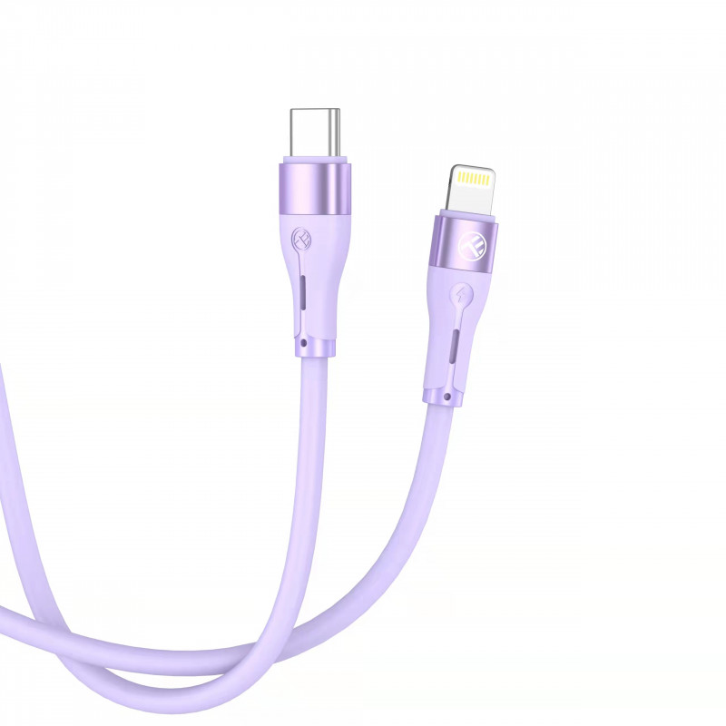 Tellur silikonowy kabel Type-C – Lightning, PD 30 W, 1 m, fioletowy