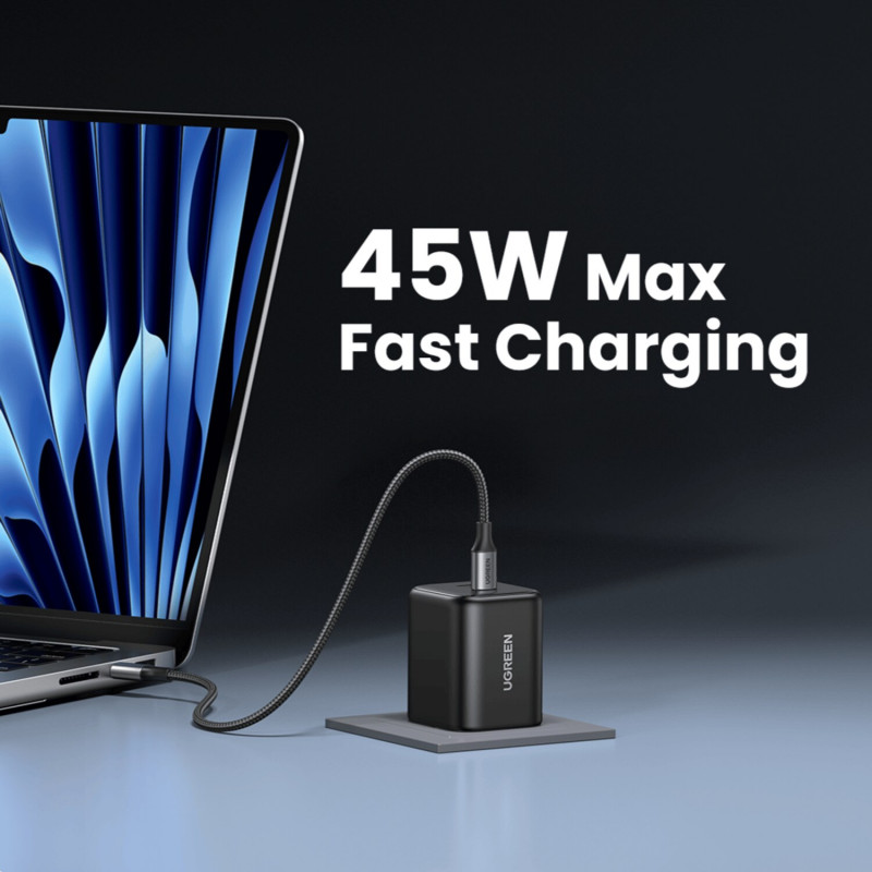 Ładowarka Ugreen X526 45 W, 2 x USB-C, GaN, czarna