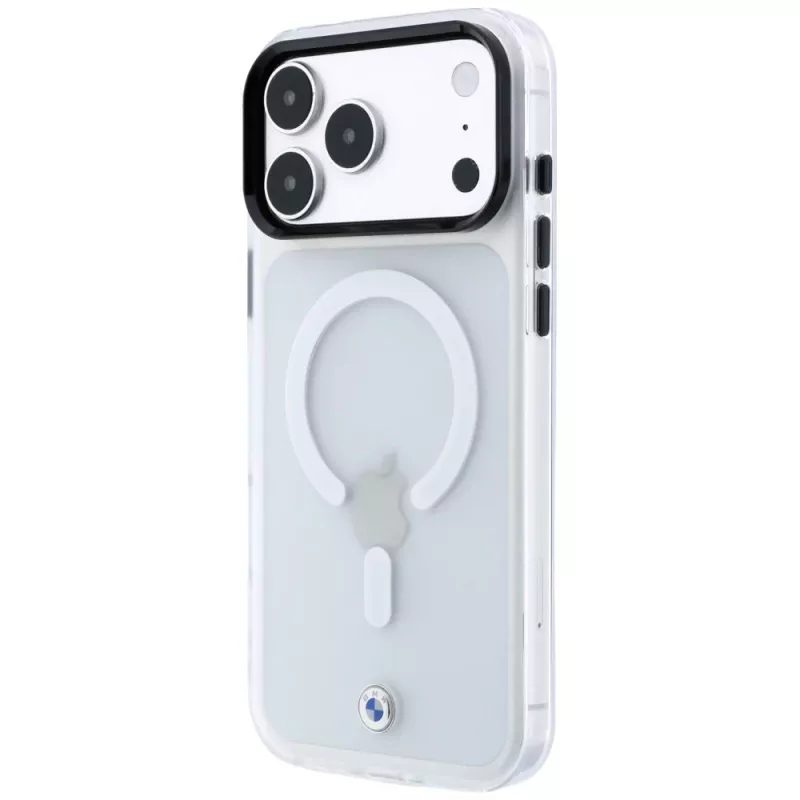 BMW etui Sign Frosted IML & Metal Logo MagSafe do iPhone 18 Pro Max / 17 Pro Max, przezroczyste