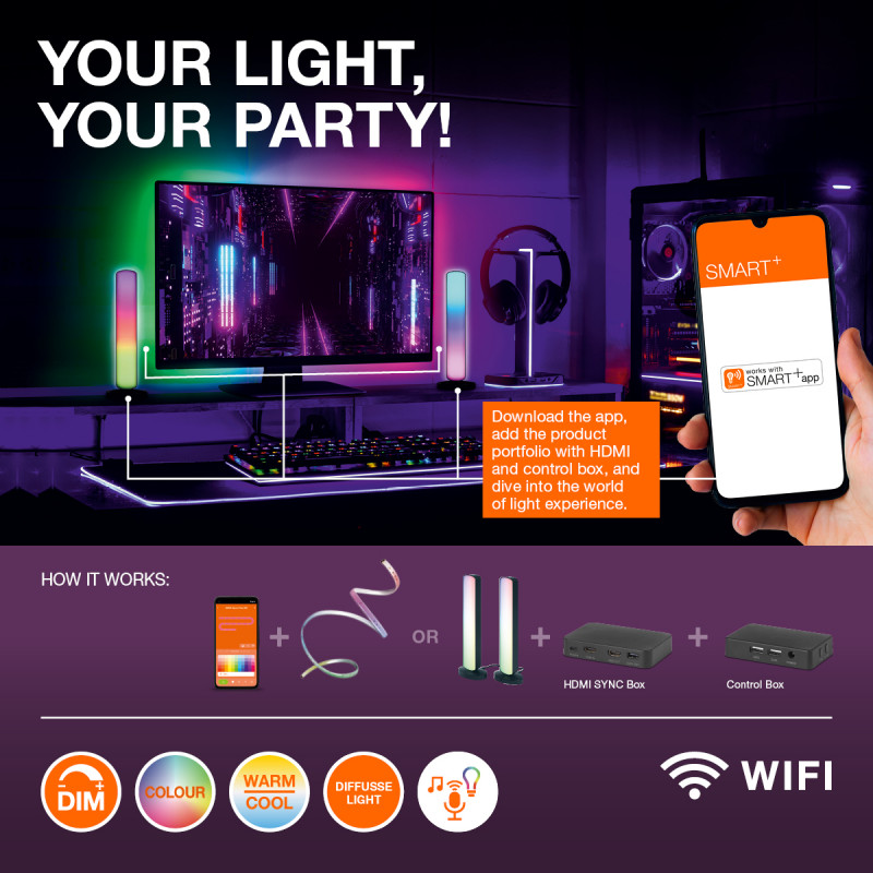 Osram SMART+ WiFi Planon Magic Panel 450x450 mm inteligentny panel świetlny, RGB+TW, ściemnialny, 24 W, biały