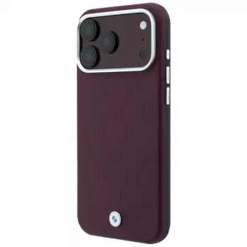 BMW BMW001223 etui do iPhone 18 Pro / 17 Pro, Sign Deboss Quilted Metal Logo, MagSafe, bordowe