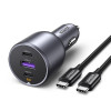 Ugreen EC705 ładowarka samochodowa, USB + 2x USB-C, 130 W, z kablem 1 m 5 A