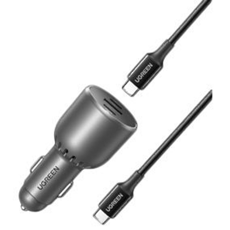Ugreen EC705 ładowarka samochodowa, USB + 2x USB-C, 130 W, z kablem 1 m 5 A