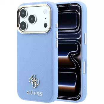 Guess GUE005538 Saffiano Small 4G & Classic Logo etui MagSafe do iPhone 18 Pro / 17 Pro, jasnoniebieskie