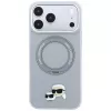 Etui Karl Lagerfeld KF003229 z pierścieniem-podstawką 360 Karl & Choupette Heads Pin MagSafe do iPhone 18 Pro / 17 Pro, szare