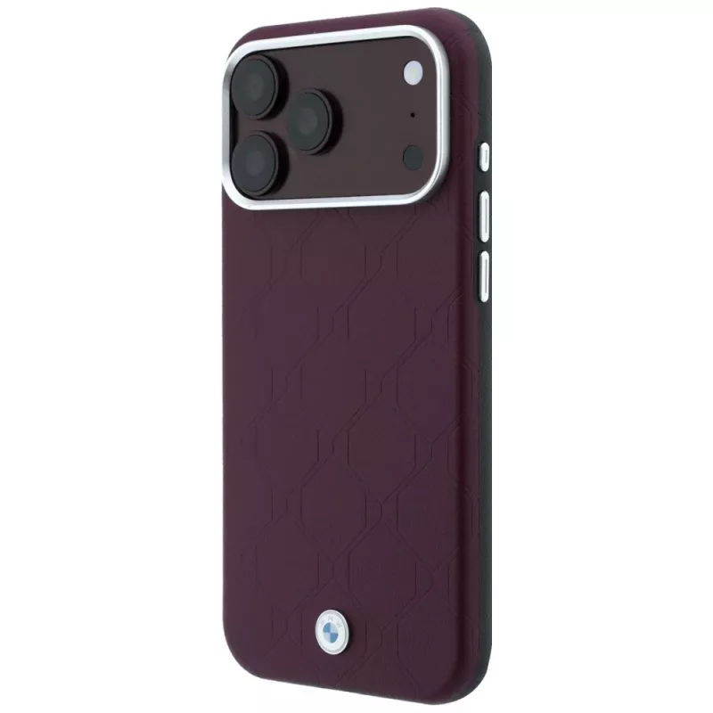 Etui BMW BMW001224 Sign Deboss Quilted Metal Logo MagSafe do iPhone 18 Pro Max / 17 Pro Max, bordowe