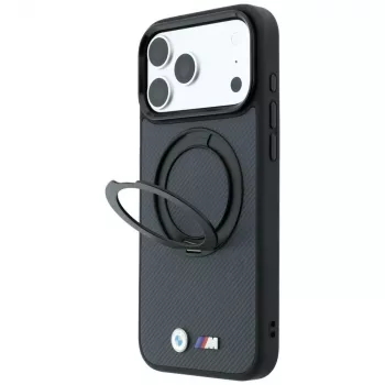 Etui BMW Kevlar Ring Stand 360 MagSafe do iPhone 18 Pro / 17 Pro, antracytowe
