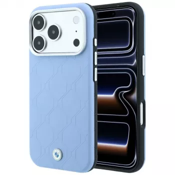BMW BMW001226 Sign Deboss Quilted Metal Logo MagSafe etui do iPhone 18 Pro Max / 17 Pro Max, niebieskie