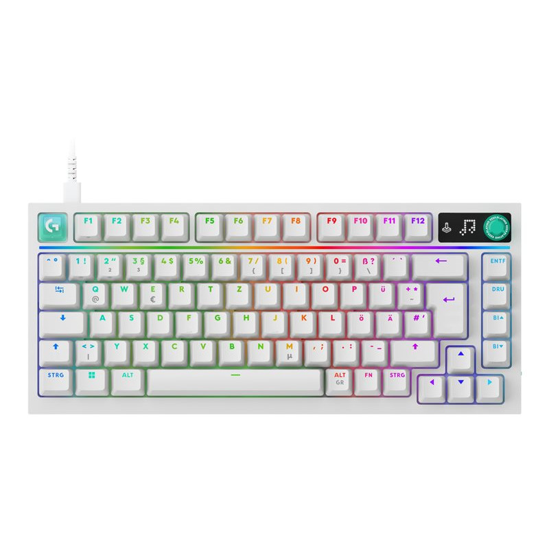 Logitech G316 X 75 mechaniczna klawiatura dla graczy, przełączniki taktylne, biała, US International
