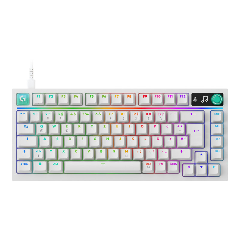 Logitech G316 X 75 mechaniczna klawiatura dla graczy, przełączniki taktylne, biała, US International