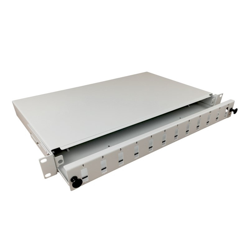 Alantec FOP-1U-12SCD-S światłowodowy panel dystrybucyjny 12xSC duplex 19 cali 1U, wysuwany, z panelem przednim i akcesoriami montażowymi