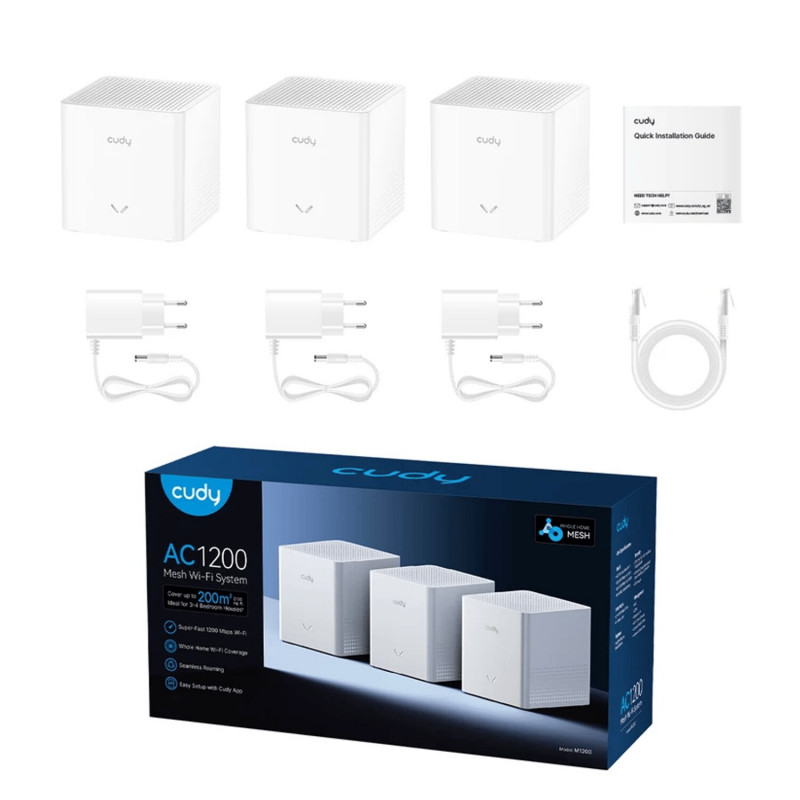 Cudy M1200 2.0 AC1200 system Mesh Wi-Fi (3 szt.)