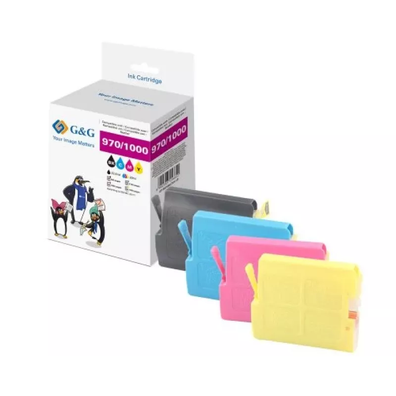 G&G zgodne wkłady atramentowe NP-B-0051BKCMY (GP-B970BKCMY-4P), czarny, cyjan, magenta, żółty