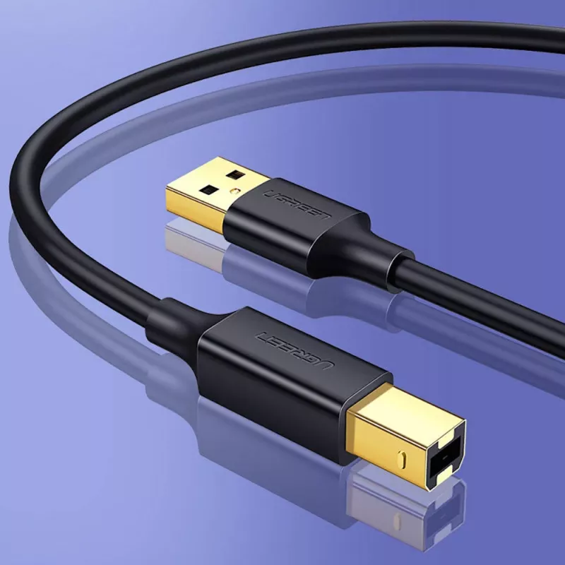 Ugreen US135 kabel USB 2.0 A-B do drukarki, pozłacany, 1 m, czarny