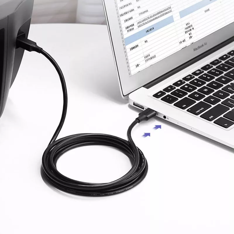 Ugreen US135 kabel USB 2.0 A-B do drukarki, pozłacany, 1 m, czarny