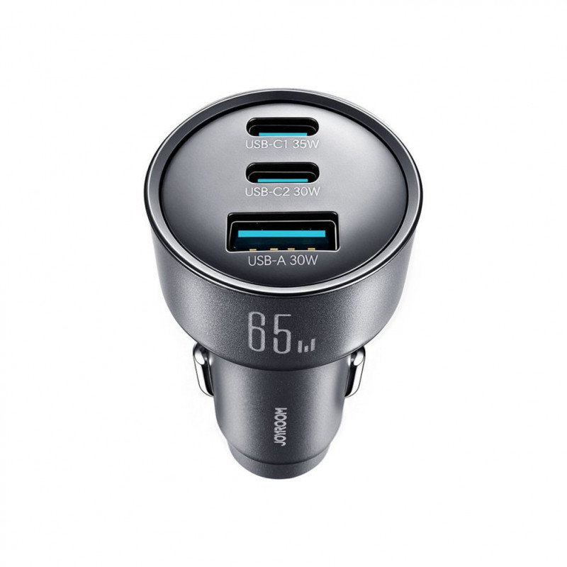 Joyroom JR-CCN19 ładowarka samochodowa, 65 W, 2x USB-C + USB-A, ciemnoszara