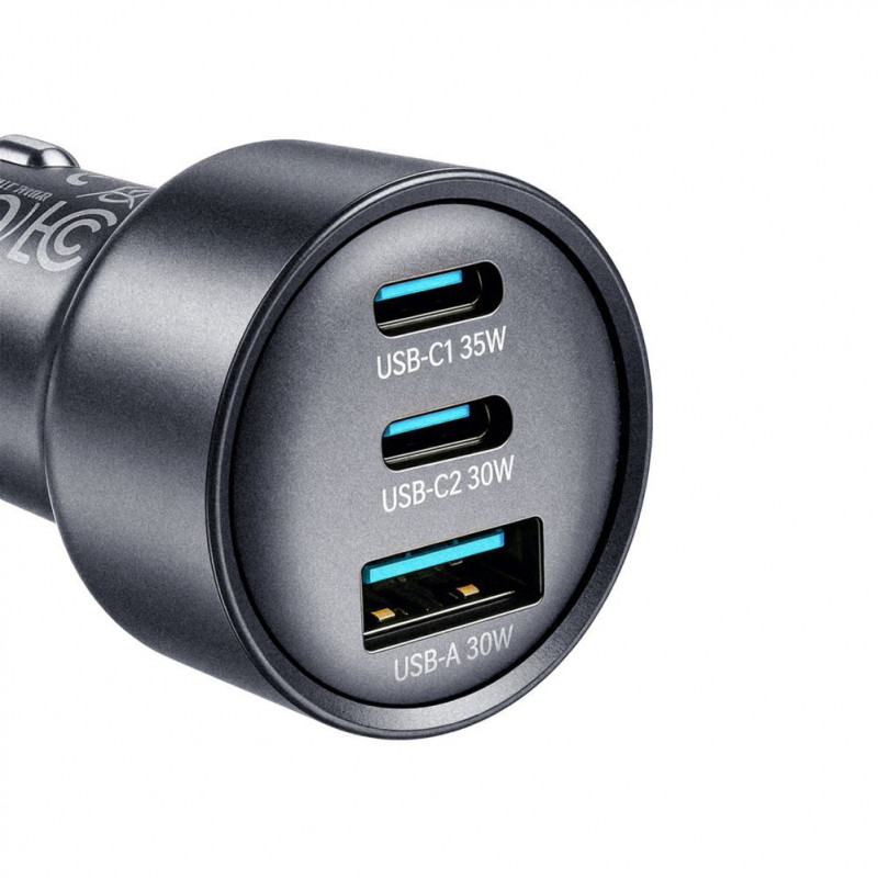 Joyroom JR-CCN19 ładowarka samochodowa, 65 W, 2x USB-C + USB-A, ciemnoszara