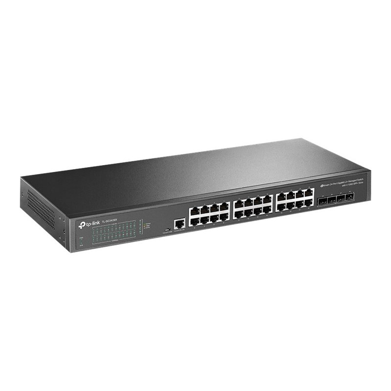 TP-Link SG3428X 24-portowy zarządzalny przełącznik L2+ 10/100/1000 Mb/s, 4 porty SFP+, do montażu w szafie rack