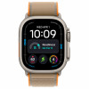 Apple Watch Ultra 4 GPS + Cellular 49 mm smartwatch, koperta tytanowa w kolorze naturalnym, pasek Trail Loop w kolorze piaskowym, S/M, MJAJ4QF/A